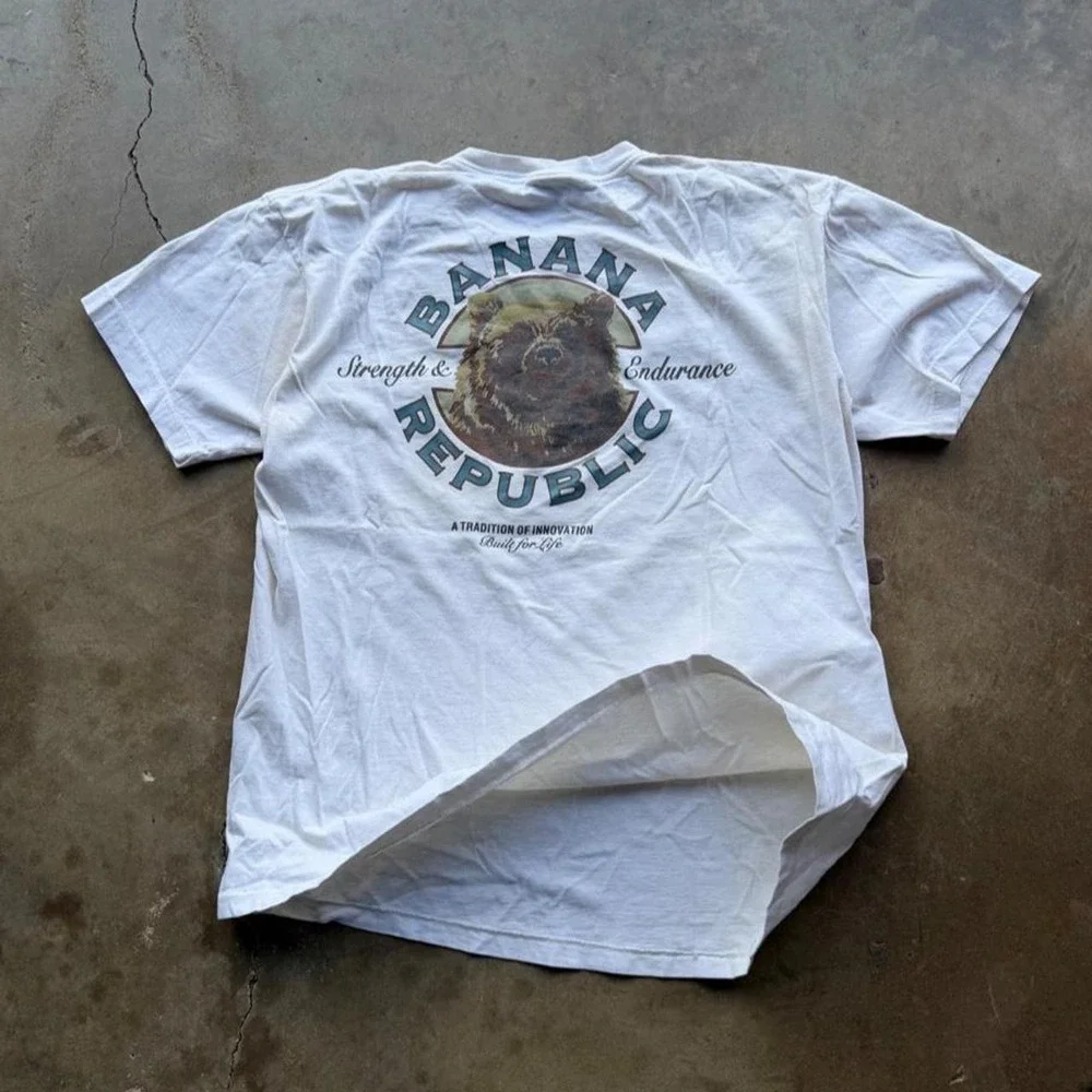 Vintage 90s Banana Republic white bear t-shirt size M single stitch